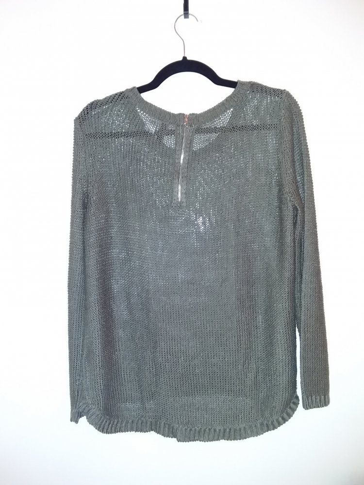 H&M Langarmshirt mit Reißverschluss hinten, khaki