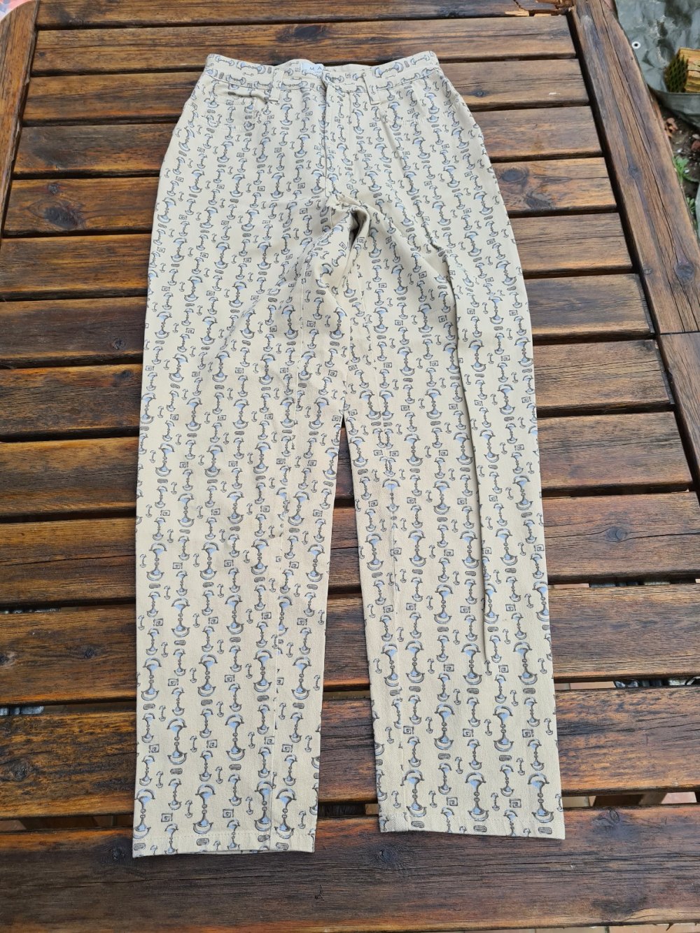Mac Damen Stretchhose gr. 40 neu in beige mit Muster