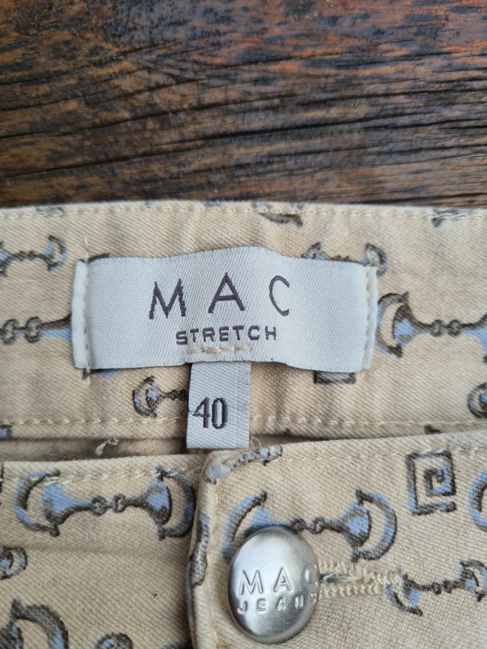 Mac Damen Stretchhose gr. 40 neu in beige mit Muster