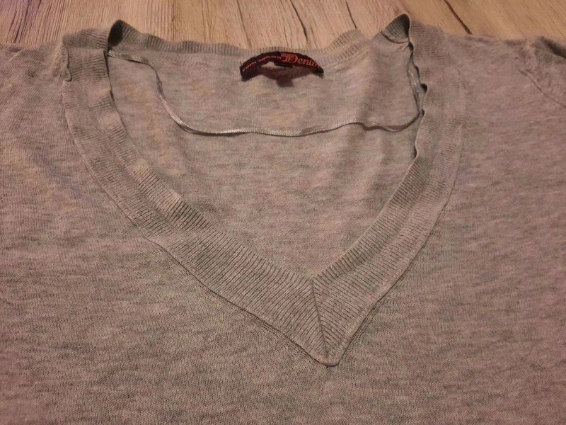 Tom Tailor Damen Pullover grau V-Ausschnitt