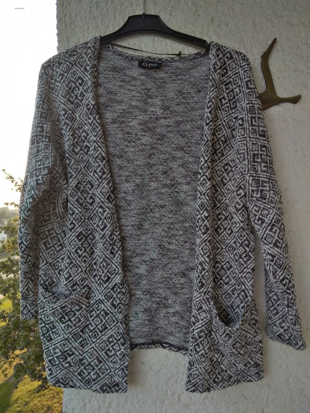 Strickjacke,Cardigan Gr.46 schwarz weiß gemustert. 