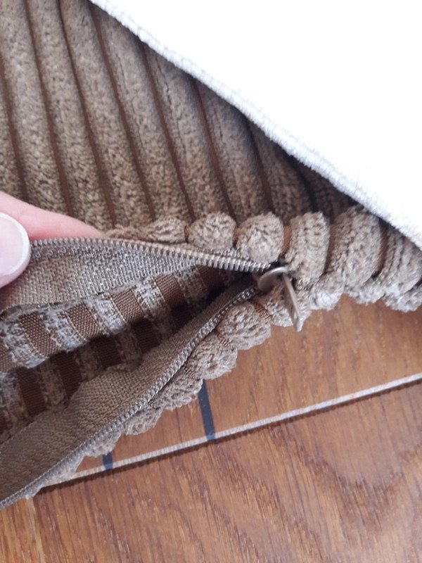 2er Set Kissenhülle Kord braun und beige-weiß