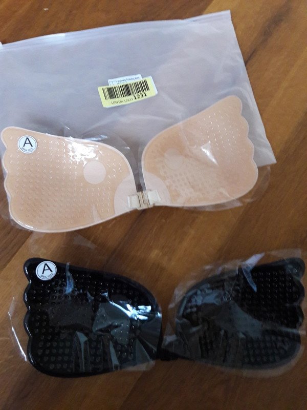 Neu 2er Set BH Selbstklebend Schwarz Hautfarben Cup A