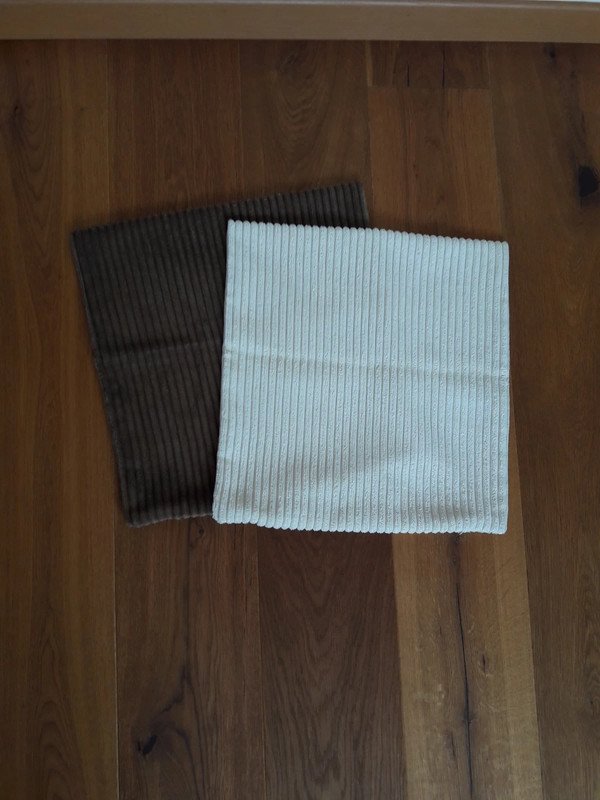 2er Set Kissenhülle Kord braun und beige-weiß