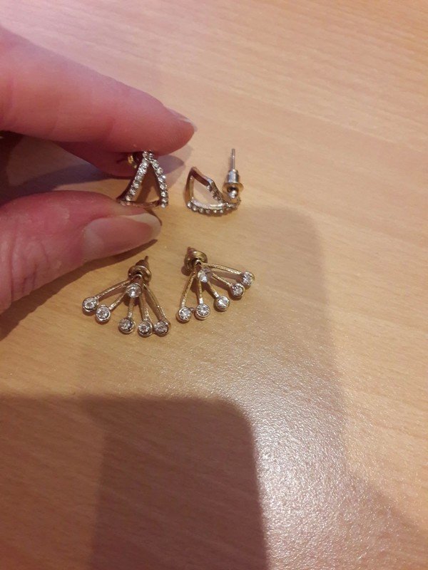 2er Set Schwebe Ohrringe Glitzer Gold