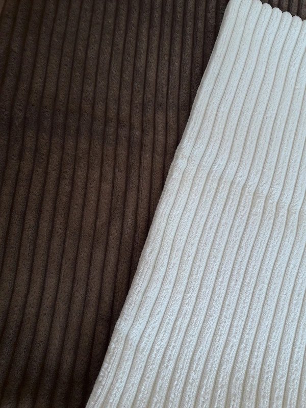 2er Set Kissenhülle Kord braun und beige-weiß