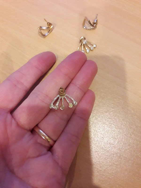 2er Set Schwebe Ohrringe Glitzer Gold