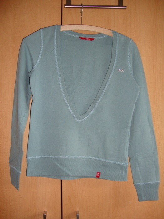 Türkiser Sweat Pulli mit großen V-Ausschnitt von EDC by Esprit