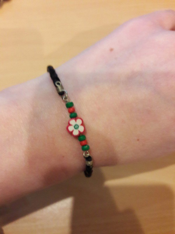 Surfer Lederarmband mit Blume Fimo