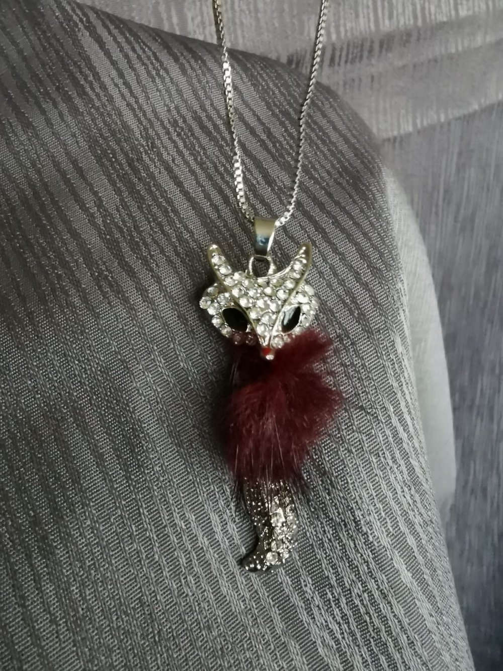 Modeschmuck Doppelkette, Kette Fuchs mit Strasssteinchen