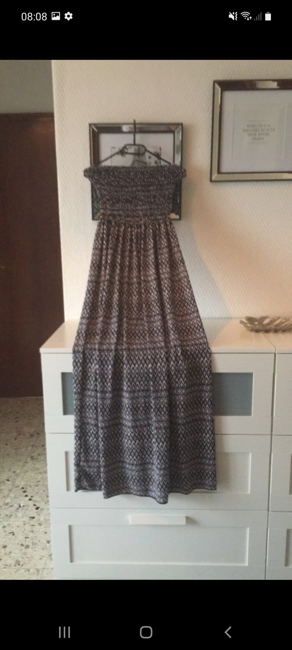 Bandeau Kleid. Schlangen Muster. Trägerloses Maxi Kleid 