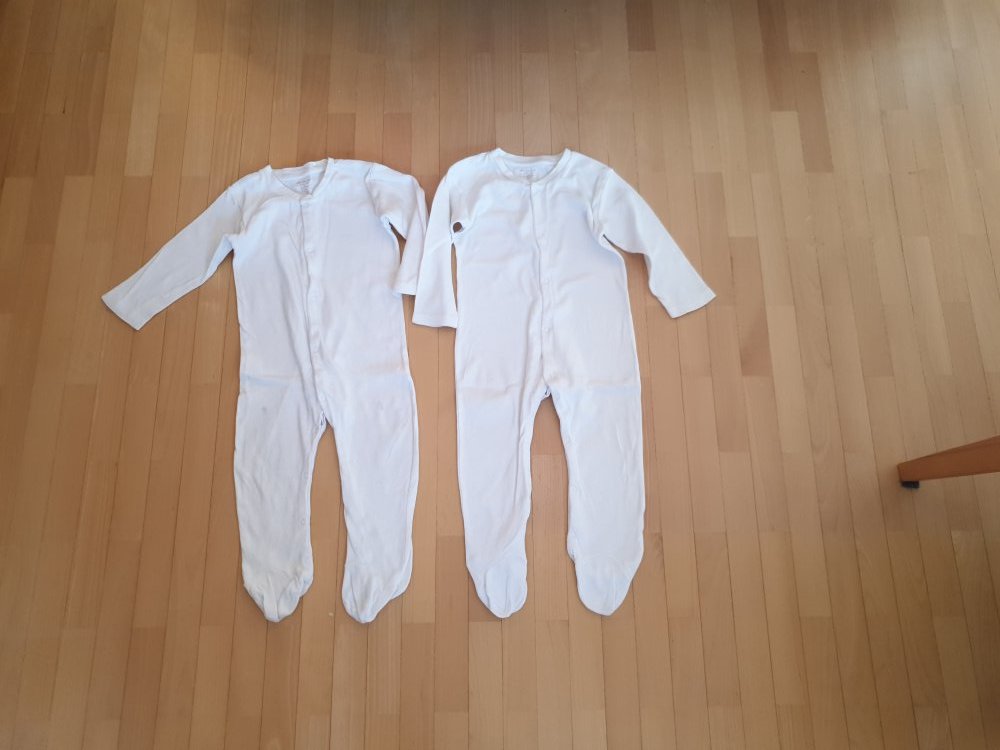 2 Schlafanzüge, Einteiler, weiß, 86, bio-Baumwolle, Longjohn