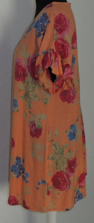 Leinenoberteil, Blumen, Orange, Einheitsgröße