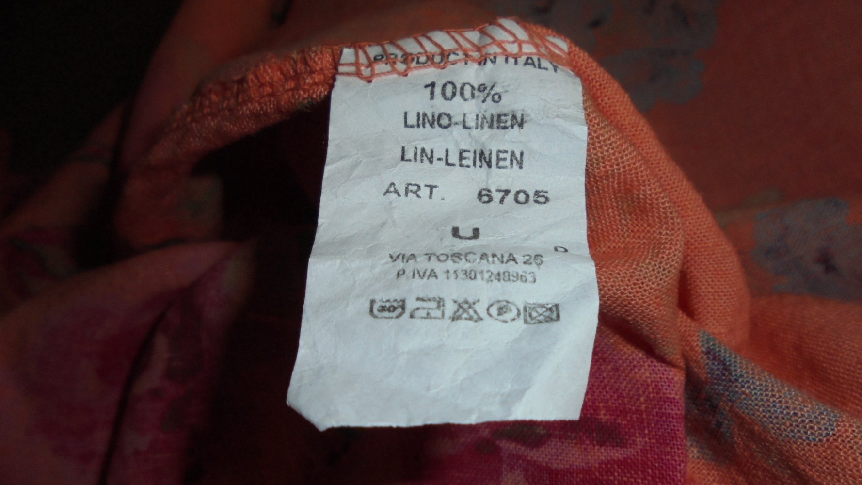 Leinenoberteil, Blumen, Orange, Einheitsgröße