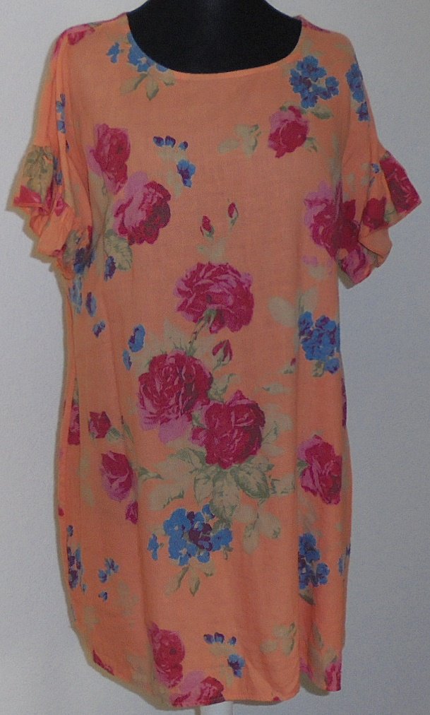 Leinenoberteil, Blumen, Orange, Einheitsgröße