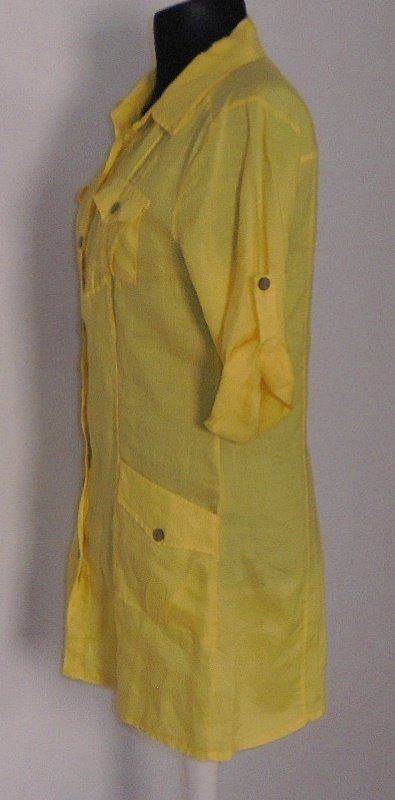 Longbluse, Leinenbluse, Gelb, Gr. L, Made in Italy