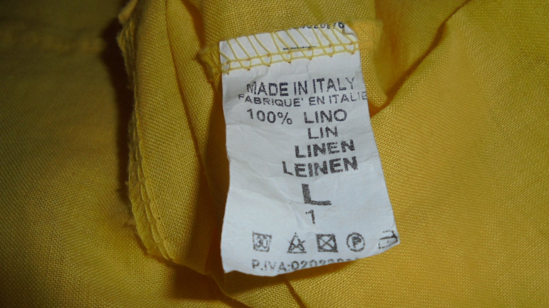 Longbluse, Leinenbluse, Gelb, Gr. L, Made in Italy