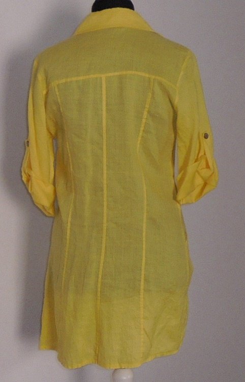 Longbluse, Leinenbluse, Gelb, Gr. L, Made in Italy