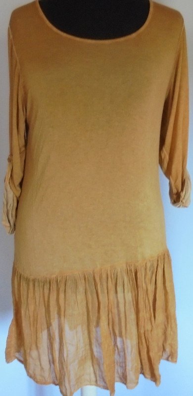 Elegantes 3tlg. Set, Zipfeltunika, Lagenlook, Pailletten, Spitze, Eingeitsgröße
