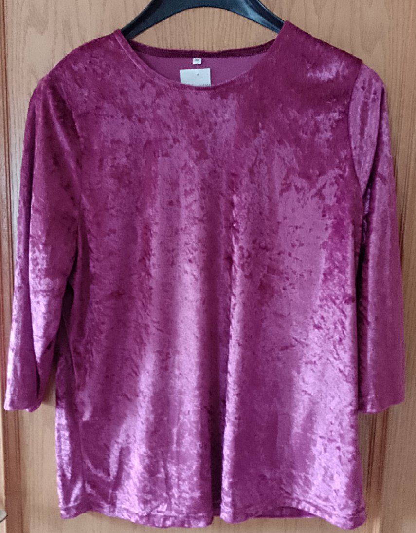 Samtshirt, 3/4 Arm, Beere, Gr. 38