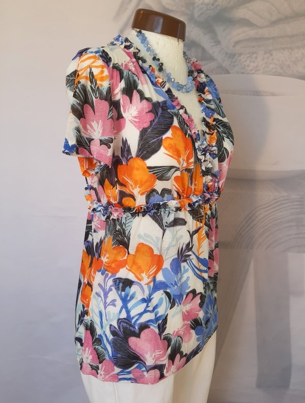 Shirt mit Blumenmuster und Rüsche
