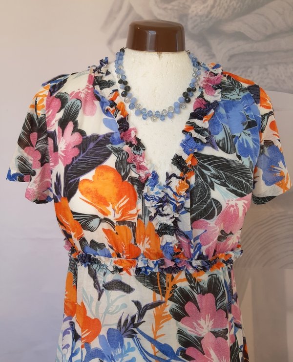 Shirt mit Blumenmuster und Rüsche