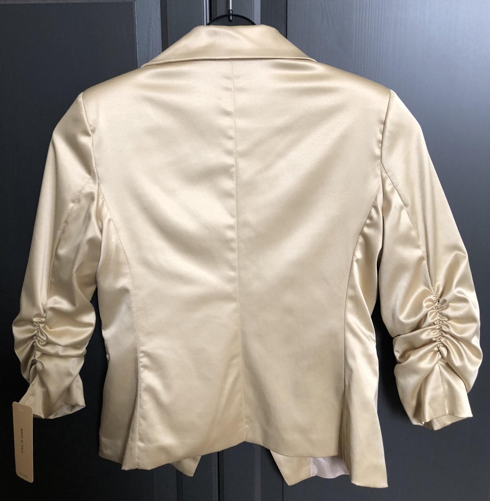 Eleganter, festlicher Blazer in Gold mit gerafften Ärmeln! Neu mit Etikett!