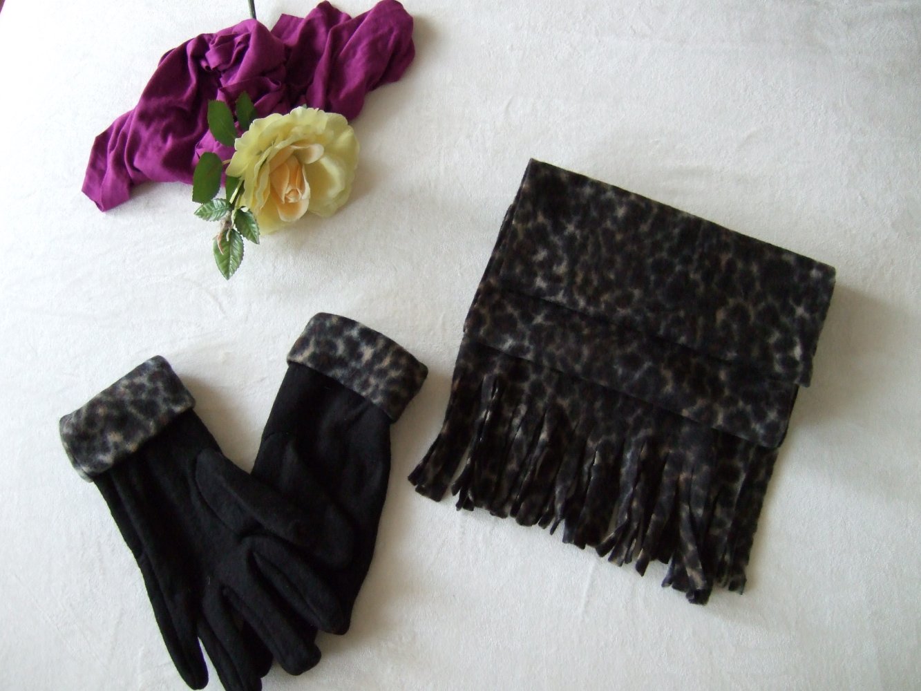 Handschuhe Schal Flanell