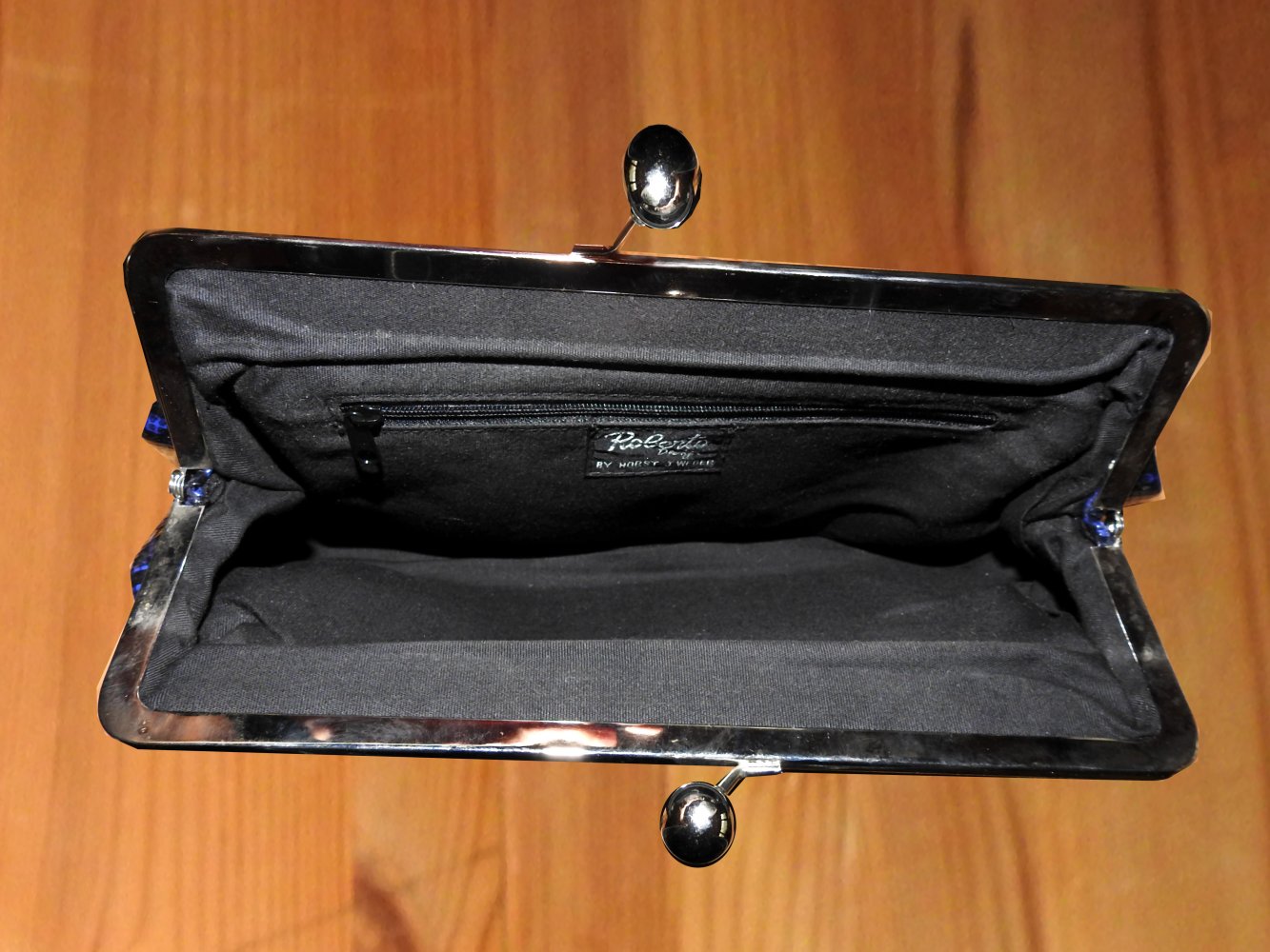 Handtasche, Clutches, Roberto Design bei Horst-JWeber, Schlangenlederoptik, dunkelblau-schwarz
