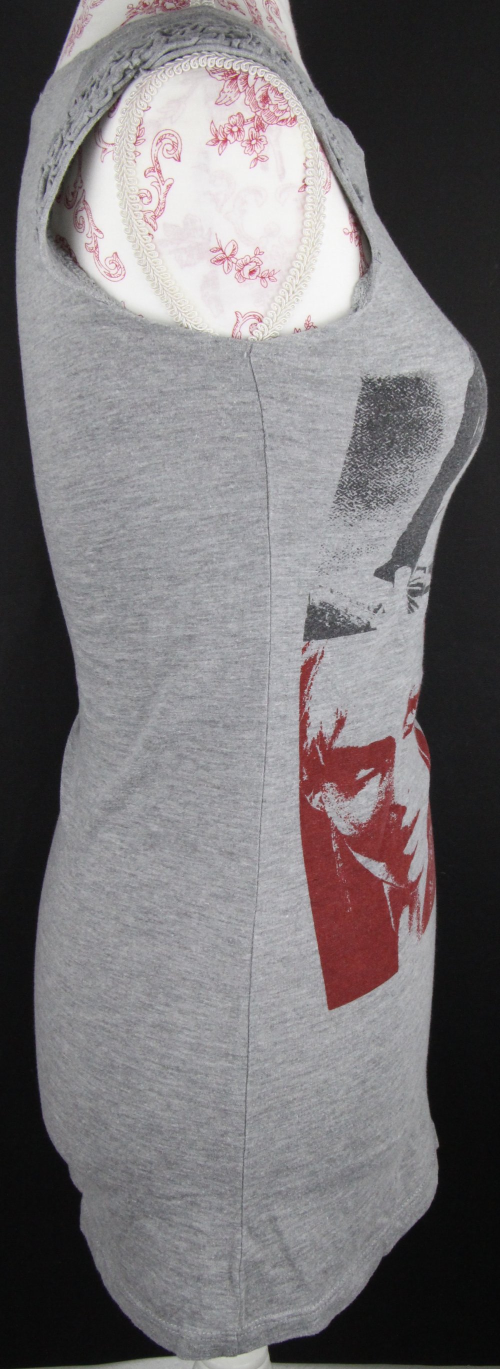 T-Shirt Größe 34 36 grau rot schwarz Damenkleidung Top Oberteil Shirt Gr Print