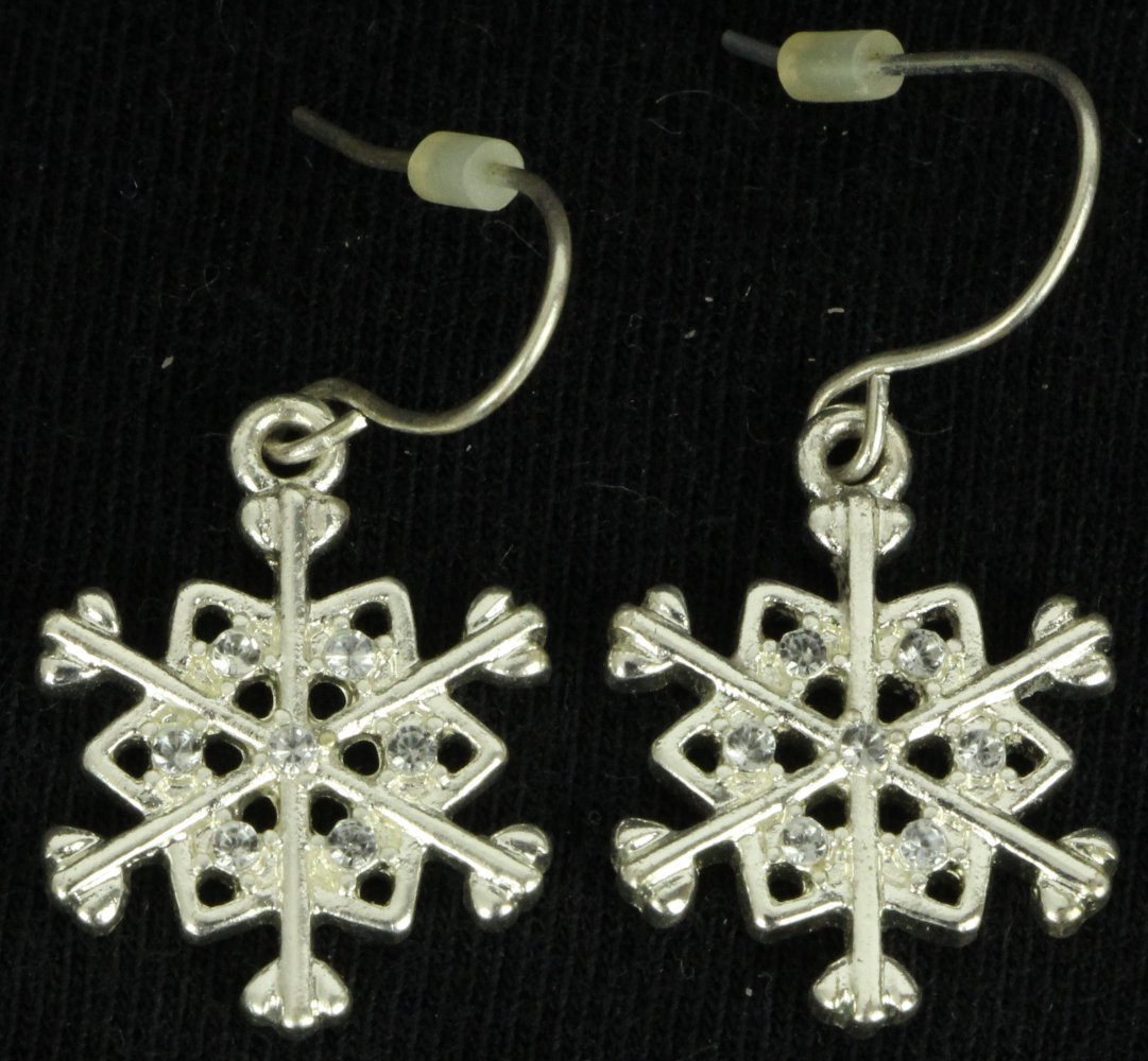 Ohrhänger Schneeflocke silberfarben Ohrringe Winter Steine Schnee Ohr Accessoire Silber