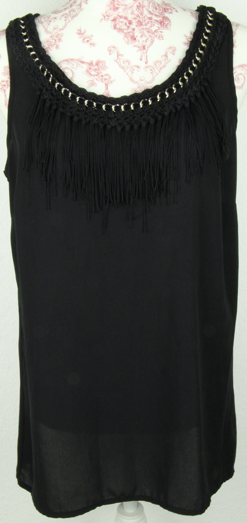 Damenbluse Bluse Größe Gr 38 40 schwarz-gold Kette Oberteil Büro Kostüm 