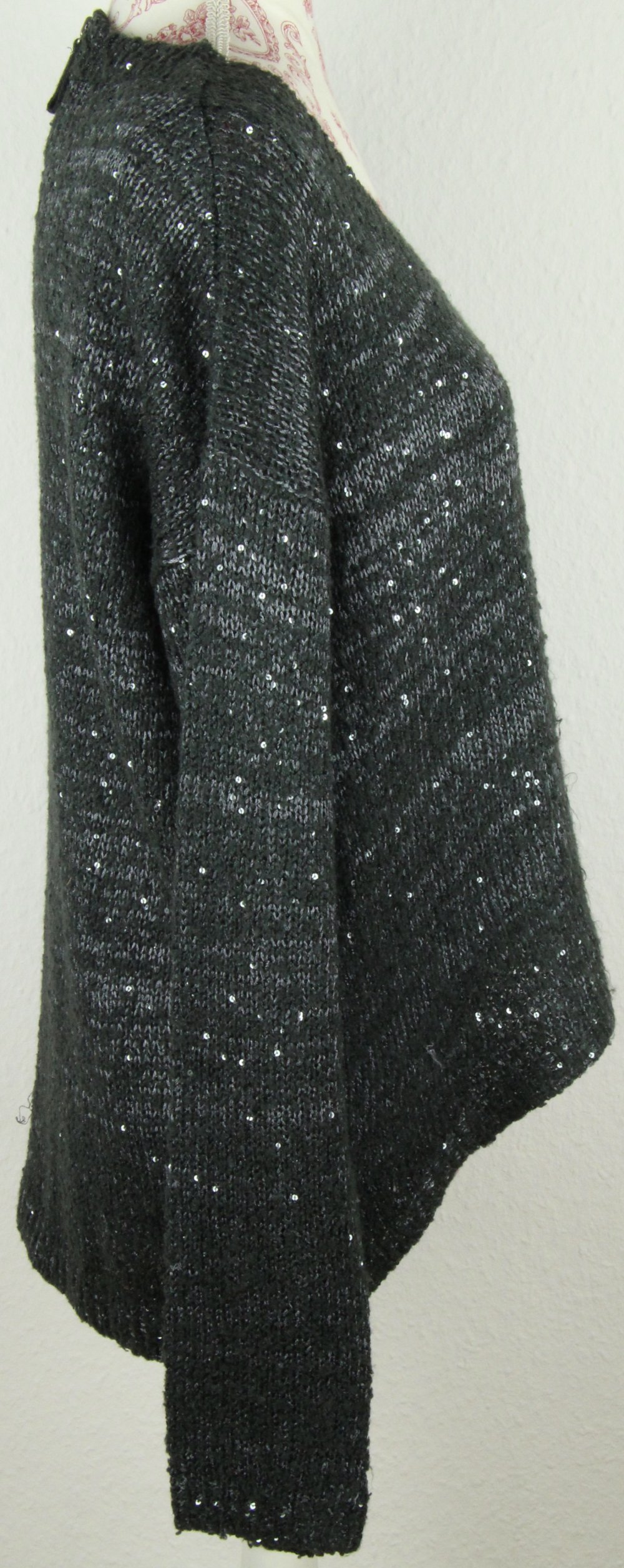 Damenpullover Größe Gr 36 38 40 42 schwarz grau Pailetten Pulli Pullover Damen weit oversize