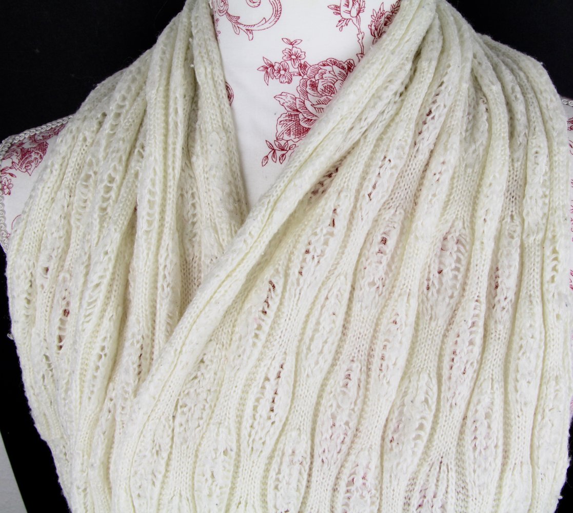 Loopschal Strickschal Halstuch weiß creme Winter Grobstrick Strick Loop Schal Tuch weich