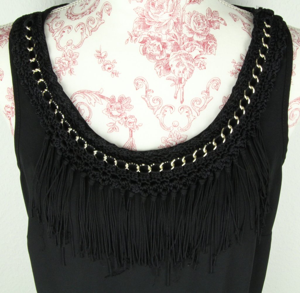 Damenbluse Bluse Größe Gr 38 40 schwarz-gold Kette Oberteil Büro Kostüm 
