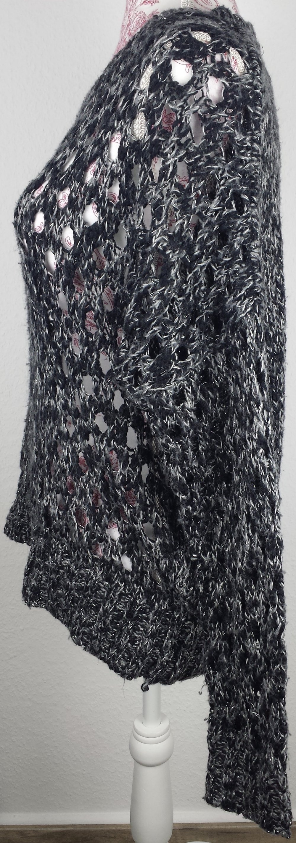 Pullover Größe Gr 38 schwarz-weiß grau Damenkleidung Pulli Winter schwarz weiß grau Cut-outs Frühling Herbst