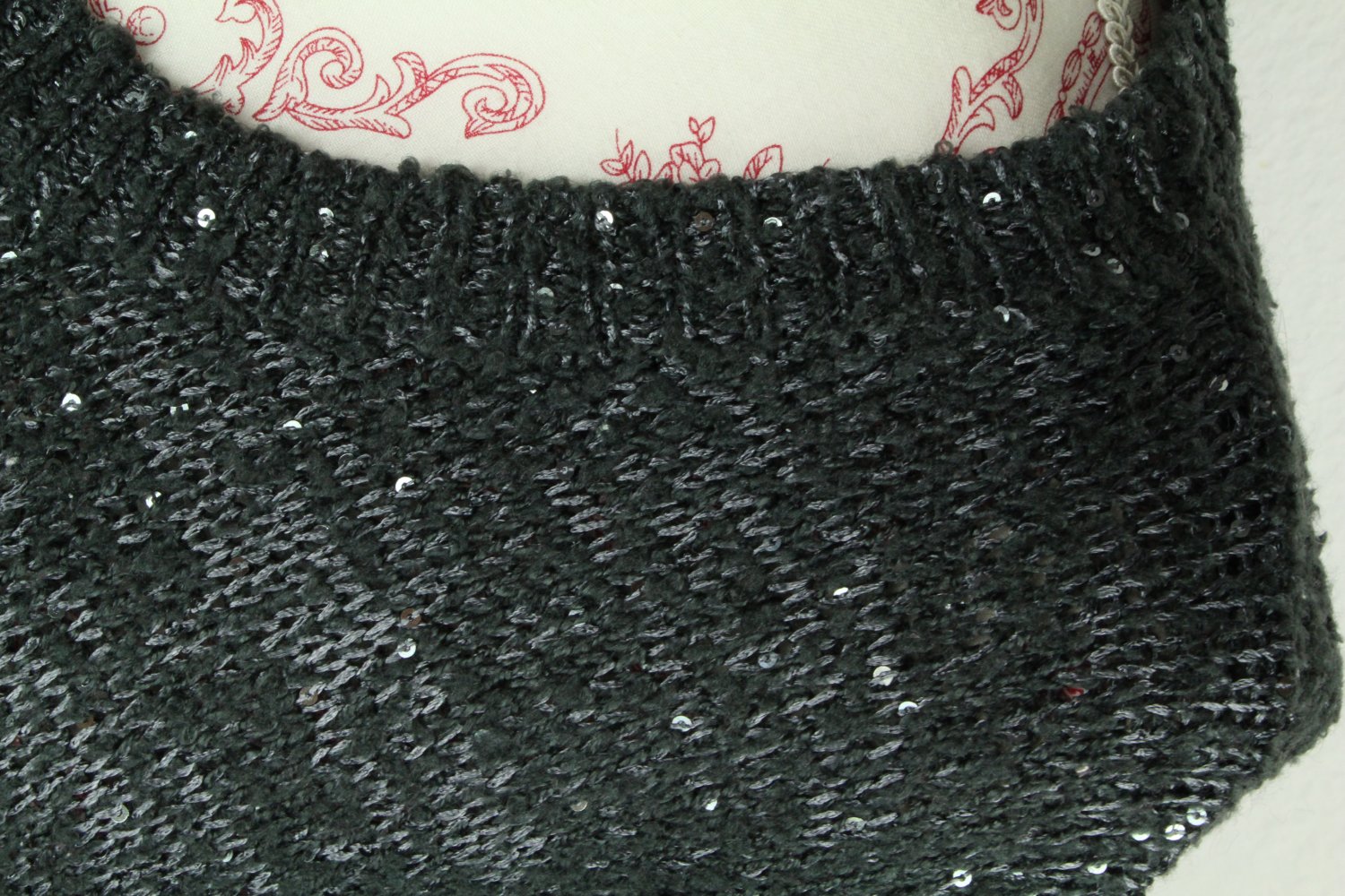 Damenpullover Größe Gr 36 38 40 42 schwarz grau Pailetten Pulli Pullover Damen weit oversize