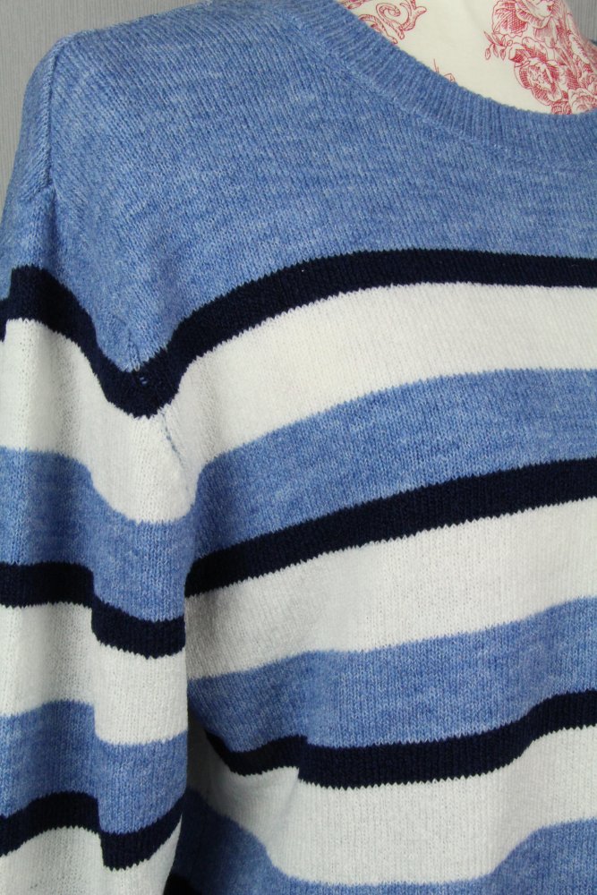 Pulli Größe Gr S 36 38 Pullover blau schwarz weiß Streifen Sweater 