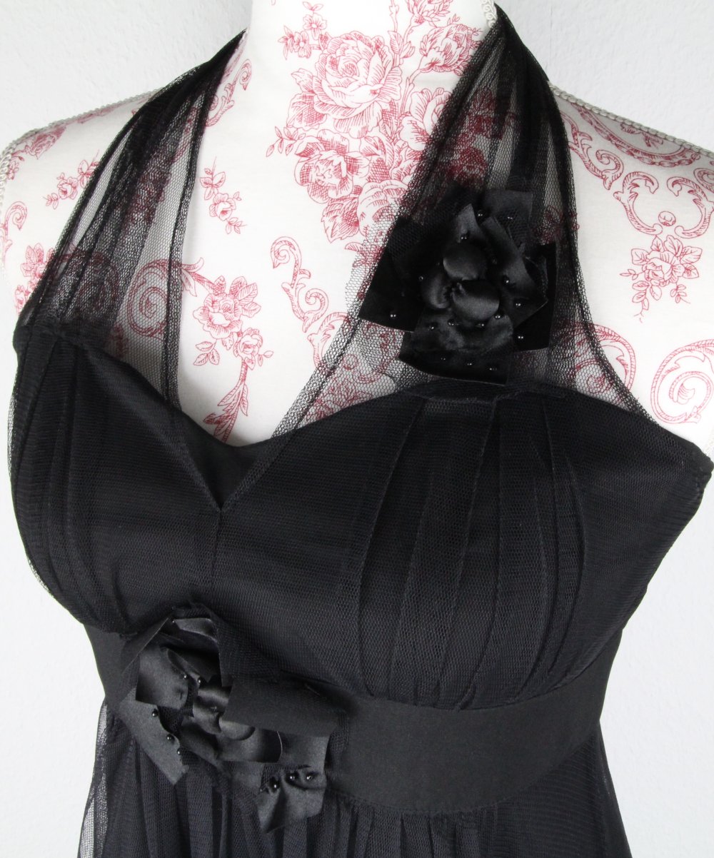 Abendkleid schwarz Gr-öße 36 38 wie neu Ballkleid kurz schick Kleid Abiball Abschluss Kleid Tüll Neckholder 