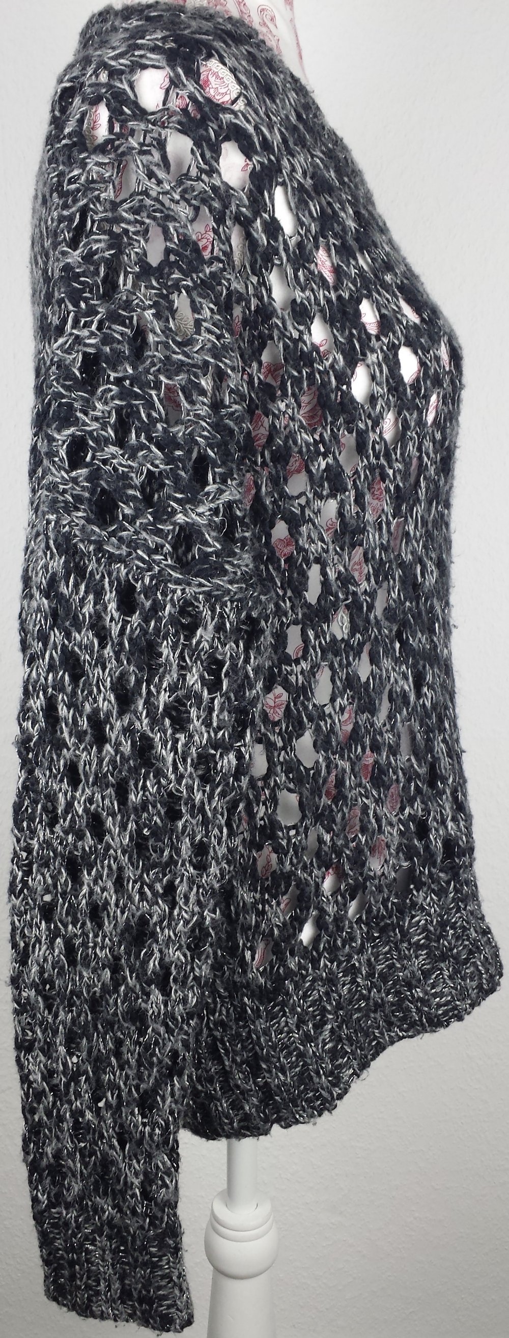 Pullover Größe Gr 38 schwarz-weiß grau Damenkleidung Pulli Winter schwarz weiß grau Cut-outs Frühling Herbst