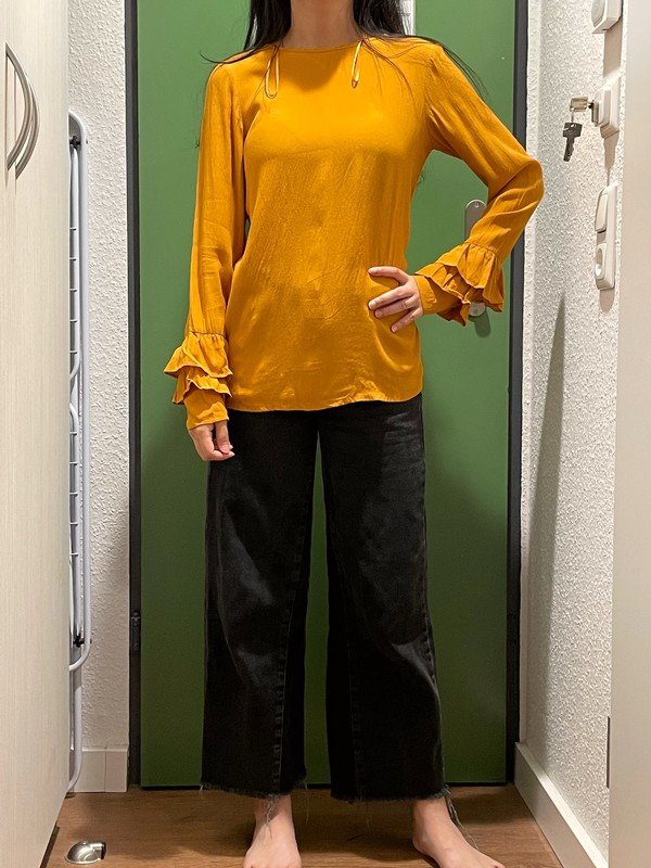 Kontrast Bluse mit Rüschen-detail