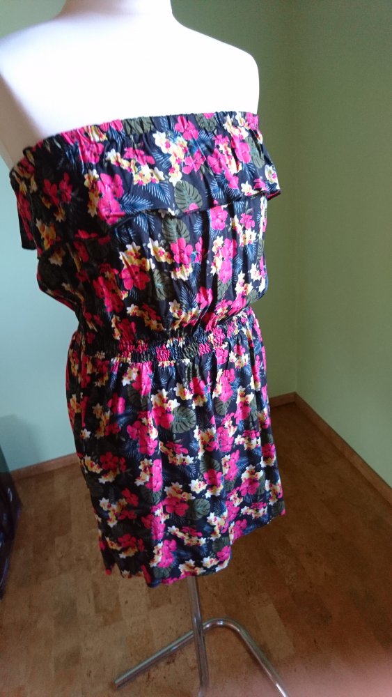 Kleid schulterfrei Carmen Ausschnitt Minirock NEU mit Etikett S 36/38