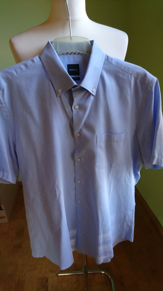 montego Herrenhemd Hemd Oberhemd blau Kurzarm M 39/40 shaped fit WIE NEU