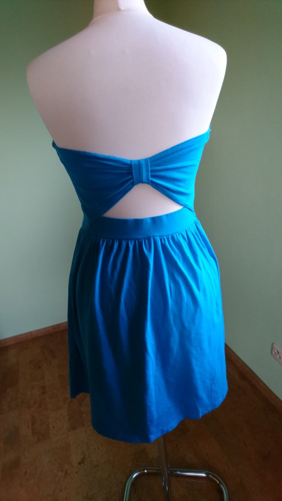 Kleid schulterfrei FBsister türkis blau M/38 Details