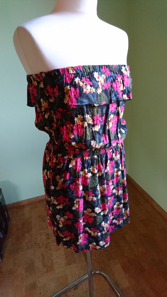Kleid schulterfrei Carmen Ausschnitt Minirock NEU mit Etikett S 36/38