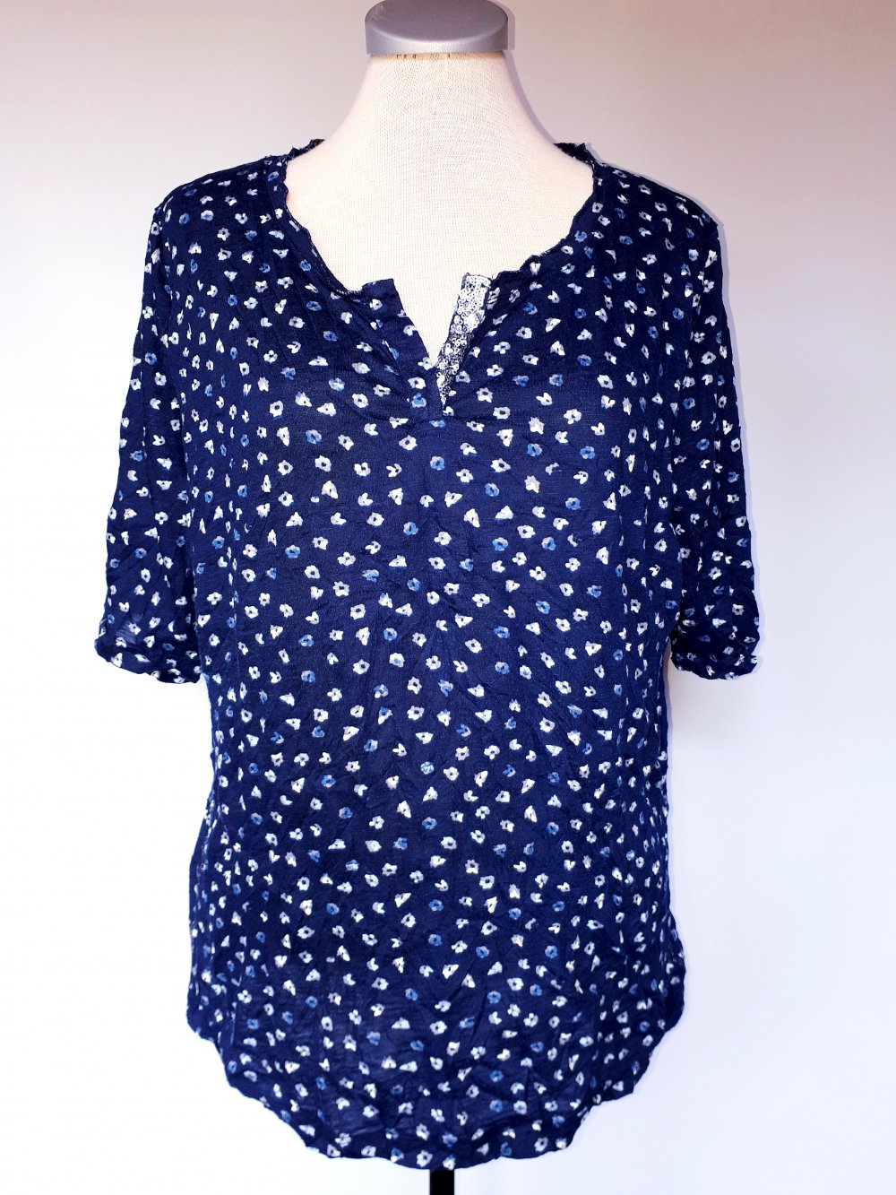Shirt von Street One mit Pailletten Größe 38 S M Pailetten blau silber Tunika