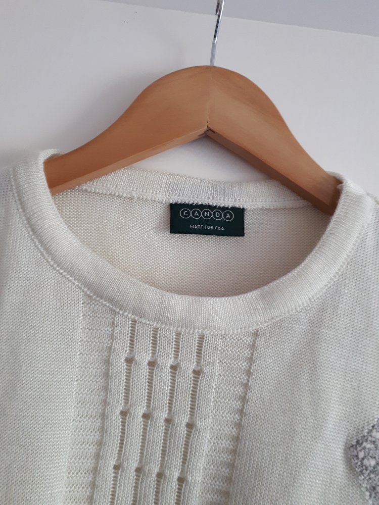 Cremeweißer Echtvintage Pullover Größe M 38 Canda C&A