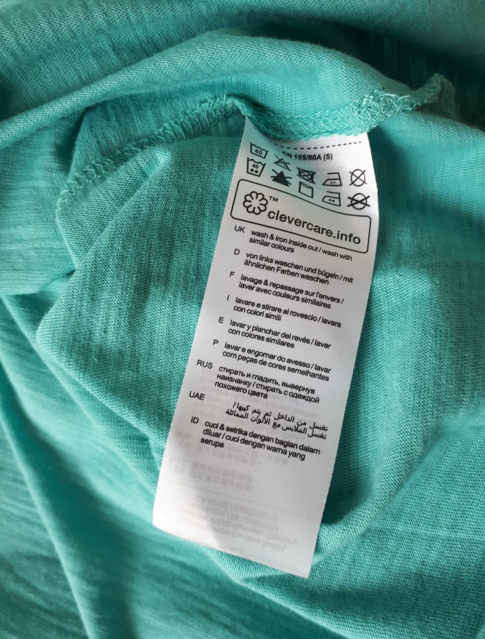 Türkises Esprit Rundhalsshirt Größe S 36 38 Tunika Shirt mit Puffärmeln Volants grün türkis