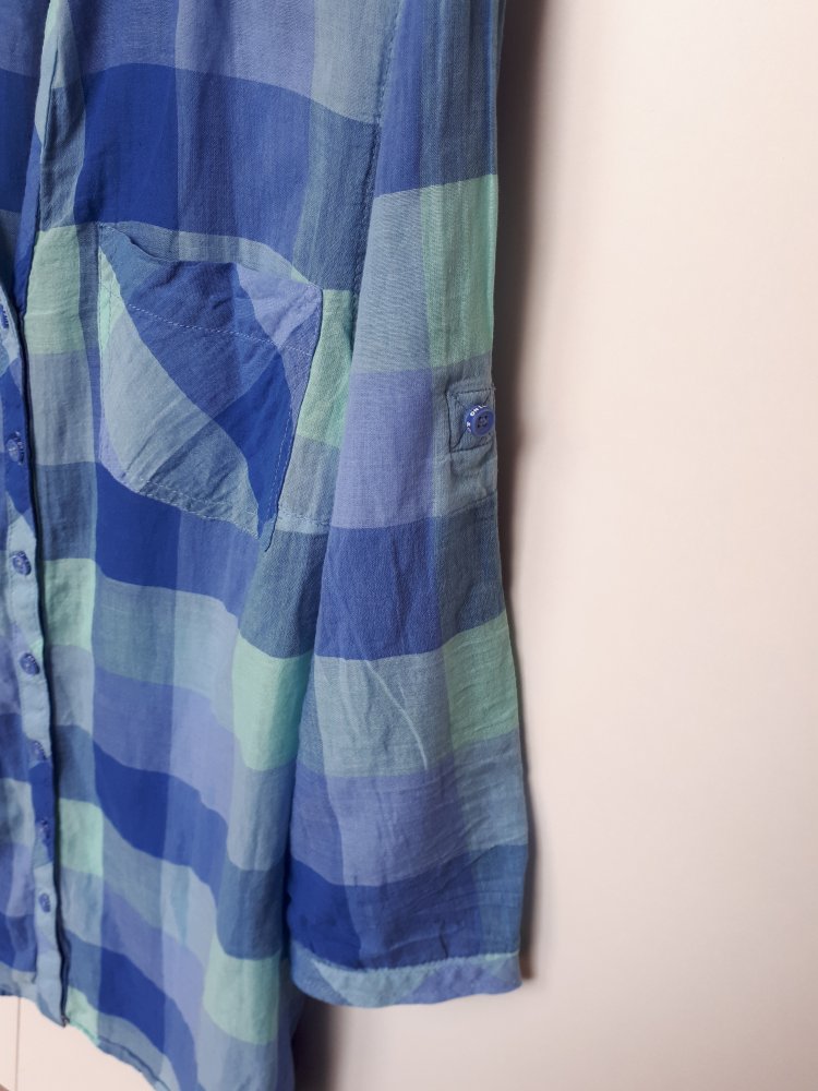 Karierte Bluse Marke s.Oliver blau grün türkis Größe S 36 38 Tunika Shirt