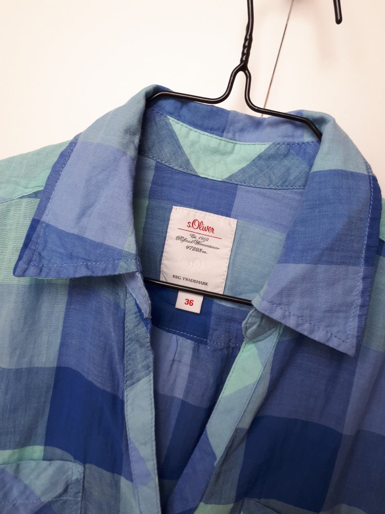 Karierte Bluse Marke s.Oliver blau grün türkis Größe S 36 38 Tunika Shirt